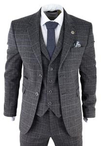 Твидовый костюм-тройка в клетку с острыми козырьками в стиле Гэтсби 1920-х годов, индивидуальный покрой TruClothing, серый