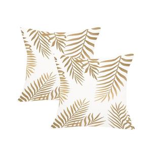 Плюшевые чехлы на подушки с принтом в виде листьев, набор из 2 квадратных наволочек, наволочки 45 x 45 см для украшения дома, дивана, спальни CANDeal, мультиколор