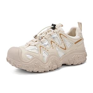 Женские кроссовки La Chapelle, противоскользящие облегченные на низком ходу, бежево-серебристо-розовые