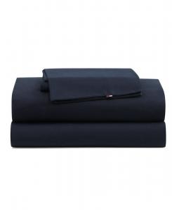 Tommy Hilfiger комплект постельного белья однотонный, с охлаждающим эффектом, из хлопка плотностью 180 нитей размер Twin, 3 предмета, темно-синий