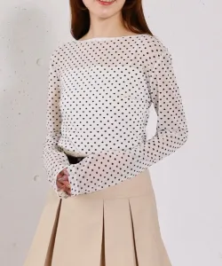 Топ с круглым вырезом из тюля с бархатистым сердечком Archives, цвет Off White