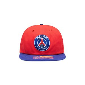 Paris Saint-Germain x Fan Ink Snapback с нашивкой спереди 1970 года. Кепка с вышивкой на спине, Красный/Синий