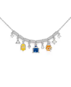 Браслет с подвесками в виде разноцветных кристаллических дроидов из «Звездных войн» Girls Crew, silver