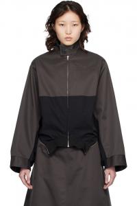 Mm6 Maison Margiela Черная двухцветная куртка на молнии с зеркальными вставками