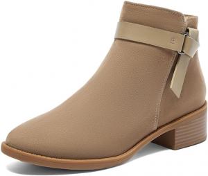 Женские классические ботильоны Pazzion с закрытым круглым носком, многослойным каблуком, боковой молнией, низким каблуком, короткие осенние ботинки для работы и делового стиля, размер 4-16 US, Brown