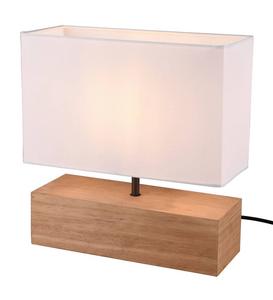 Настольная лампа MeineWunschleuchte Holzfuß, Stoffschirm Weiß, дерево - белое