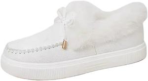 Женские теплые сапоги с декором в виде банта, прочные, для улицы, снежной погоды, поездок на работу, большого размера Fusecottc, White