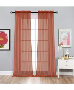 Комплект из 2 базовых оконных штор из прозрачной вуали с карманами и карманами Kate Aurora, оранжевый