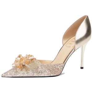 Тонкие каблуки на шпильке Zubumei, светло-золотистые