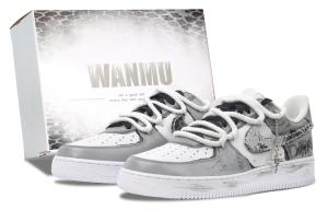 Nike Мужские кроссовки Air Force 1 с рисунком маслом, граффити, износостойкие, балансирующие, низкие, для скейтбординга, белые, серые