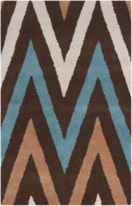 Ковер SAFAVIEH, 61 x 92 см, Chatham Collection, коричневый и разноцветный, ручной работы, шеврон из шерсти, идеально для помещений с высокой проходимостью: прихожая, гостиная, спальня (CHT151B)