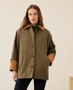 Длинная хлопковая парка с деталями из вельвета Stella Rittwagen, темно-зеленый