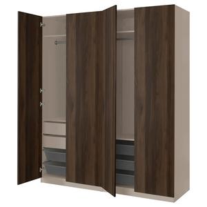 Гардероб PAX/STORKLINTA IKEA, 200x66x236 см, цвет grey-beige/dark brown stained oak effect