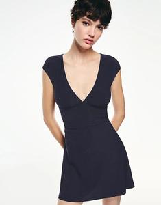 Мини-платье Bershka Gathered синего цвета