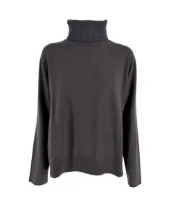 Серый свитер с высоким воротником из люрекса Fabiana Filippi, серый