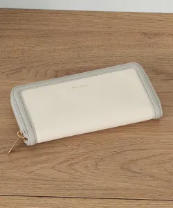 Длинный кошелек с застежкой-молнией и круглыми карманами в виде рамки Mono Comme Ca, цвет Off-White X Gray