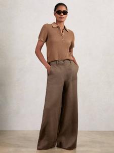 Широкие брюки Ashby Pure Linen Reiss, Chocolate Brown