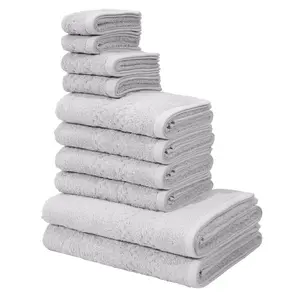 Набор полотенец для дома my home Regona, 10 предметов, серия Premium, плотность 500 г/м², набор из 10 штук: махровые полотенца для душа, обычные полотенца, полотенца для гостей, полотенца для мыла My Home, светло-серый