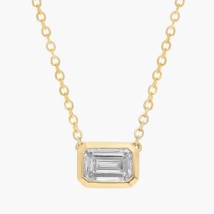 Подвеска East West с выращенными в лаборатории бриллиантами изумрудной огранки из 14-каратного желтого золота (3/4 карата, два цвета - FG / VS2-SI1) Blue Nile