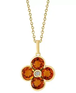 Ожерелье с подвеской в виде цветка Effy London Blue Topaz (2-1/3 карата) и бриллиантами, 18 дюймов, из 14-каратного желтого золота (также из цитрина) Effy Collection, citrine