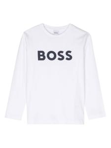 BOSS Kidswear футболка с длинными рукавами и логотипом, белый