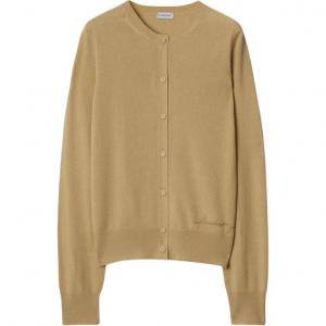 Кашемировый кардиган с вышитым логотипом Burberry, цвет хаки