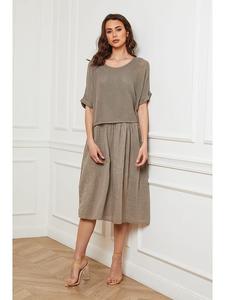 Длинное платье Joséfine Leinen Equanone, серо-коричневый