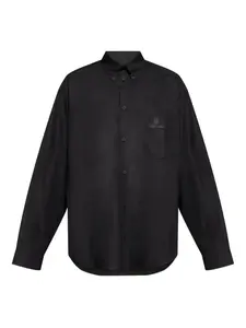 Рубашка с вышитым логотипом BALENCIAGA, черный