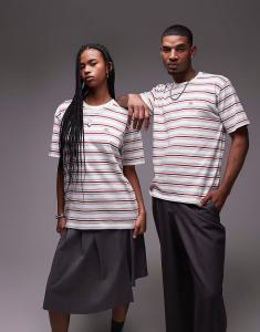 Футболка в полоску Dickies Lewistown в кремово-белых и красных тонах