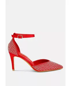 Сандалии на шпильке Wanda с жемчугом и пайетками London Rag, красный