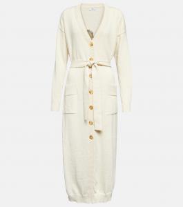 Вышитый кардиган из шерсти, льна и хлопка Etro, белый