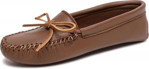 Женские мокасины Minnetonka с двойной подошвой из мягкой кожи оленьей кожи, коричневый