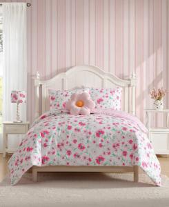 Комплект постельного белья Meadow Daisies из микрофибры, 4 предмета, размер Full/Queen Laura Ashley, White, Fuschia