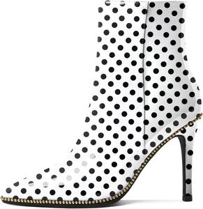 Женские ботильоны Eldof с бисером, закрытым заостренным носком, на высоком каблуке-стилетто, с боковой молнией, каблук 3,5 дюйма, Polka Dot
