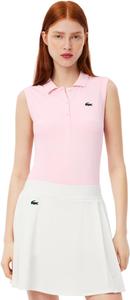 Женская спортивная поло Lacoste для гольфа, облегающая, с защитой от ультрафиолета и эластичным материалом, Flamingo