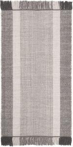 Ковер SAFAVIEH, 69 x 122 см, Montauk Collection, Ivory & Grey, ручной работы, плоское плетение в стиле бохо-ранчо, хлопок с полосками и бахромой, идеально для помещений с высокой проходимостью: прихожей, гостиной, спальни (MTK301A)