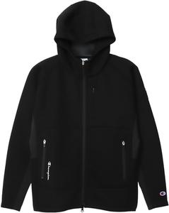 Мужская толстовка Champion с длинным рукавом WRAP-AIR из водоотталкивающей ткани Techweave 3LS на молнии с капюшоном и логотипом в стиле гольф (C3-AG102), черный