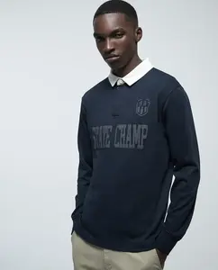 Рубашка поло регби однотонная Sfera, темно-синий