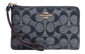 Нолита Тканевые Наручные Сумки Клатчи Маленький Размер Женские Джинсовый Синий COACH