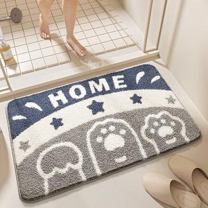 Dajiang Ковер 50х50 см из велюра для ванной комнаты, с принтом лапок, противоскользящий, мало линяет