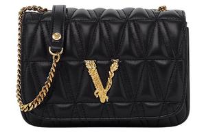 VERSACE Кожаная сумка через плечо женская черная