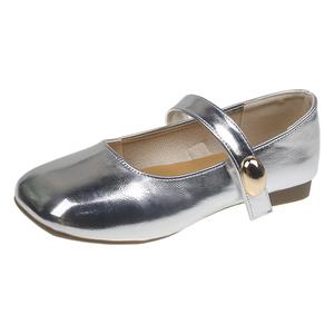 Туфли Мэри Джейн на массивном каблуке для женщин WUJI, Silver