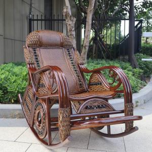 Fantasy Кресло-качалка из ротанга с поясничной поддержкой и столиком со стеклом, цвет chestnut
