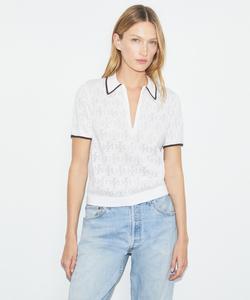 Футболка-поло, хлопок, с молнией и монограммой TORY BURCH, серый