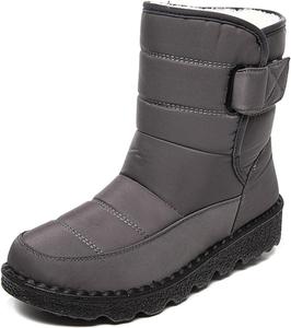 Женские водонепроницаемые теплые зимние ботинки с тканевым верхом, застежкой-липучкой, удобным закругленным носком, плюшевой подкладкой, без шнурков, водонепроницаемые зимние ботинки для улицы, альпинизма и отдыха FIFILAPIN, Grey
