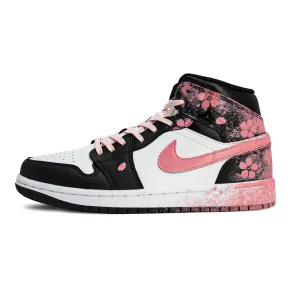 Jordan Баскетбольные кроссовки Air 1 с высоким антискользящим износостойким верхом в винтажном стиле, унисекс, черно-розовые