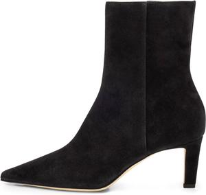 Женские ботильоны с низким каблуком-кисточкой, искусственная замша, боковая молния, элегантные, с остроконечным носком, на осень и зиму, для офиса и свадеб, для дам Wrynthevia, Black