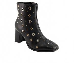 Женские ботильоны на среднем каблуке с заклепками, черного цвета Andrea, черный