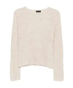 Бежевый пуловер, круглый вырез, длинные рукава Emporio Armani, бежевый