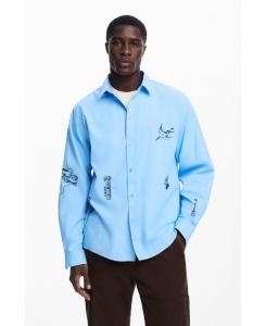 Мужская рубашка с изображением карпов Desigual, Light blue